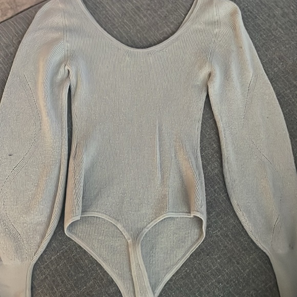 Light teal/gray long sleeved sweater bodysuit - Picture 5 of 6